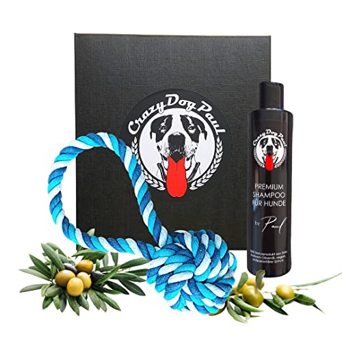 Geschenk III mit Premium Hundeshampoo gegen Juckreiz, natürlicher Schutz vor Zecken, Flöhen, Milben, Läusen von Crazydogpaul