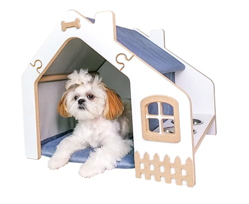Create for you® - Hundehütte - Hundezwinger - Hundebett - Privates Zuhause für Ihr Haustier - Haus für kleine Hunderassen und Katzen - Modernes Design - Zwei Metallschalen Inklusive - 47x59cm - Blau Create for you® - Hundehütte - Hundezwinger - Hundebett - Privates Zuhause für Ihr Haustier - Haus für kleine Hunderassen und Katzen - Modernes Design - Zwei Metallschalen Inklusive - 47x59cm - Blau von Create for you