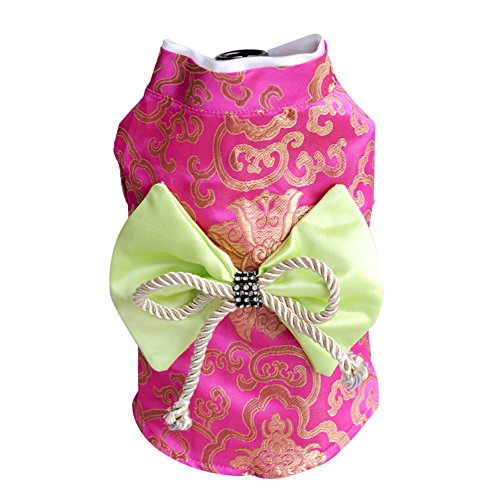 Creation Core Adorable Brocade Pet Kimono Dress Japanese Style Pet Dress Floral Bowknot Pet Costume for Dogs Cats, Pink S von Creation Core
