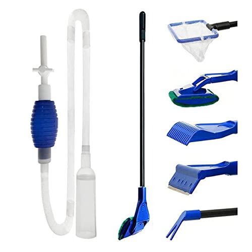 Aquarium Wasserwechsler - 5 in 1 Aquarium Reinigungs Set, Aquarium Zubehoer, Aquarium-Reinigungsset Werkzeuge, Kiesreiniger für Aquarium Wasserwechsel und Reinigung, Algenschaber für Fischbecken von Cresbel