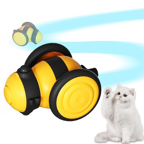 Cresbel Interaktives Katzenspielzeug: Katzenspielzeug mit LED Lichtern, 180° Selbstdrehender Katzenspielzeug, USB Wiederaufladbarer, Elektrisches Katzenspielzeug für Kleine Große Katzen von Cresbel