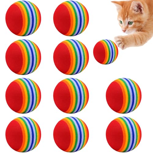 Cretvestsar Regenbogen-Katzen-Hüpfbälle – 4,2 cm, interaktives EVA-Spielzeug, Bälle für Indoor-Kätzchen, langlebiges Katzenball-Spielzeug für Spielübungen, 10 Stück Cretvestsar Regenbogen-Katzen-Hüpfbälle – 4,2 cm, interaktives EVA-Spielzeug, Bälle für Indoor-Kätzchen, langlebiges Katzenball-Spielzeug für Spielübungen, 10 Stück von Cretvestsar