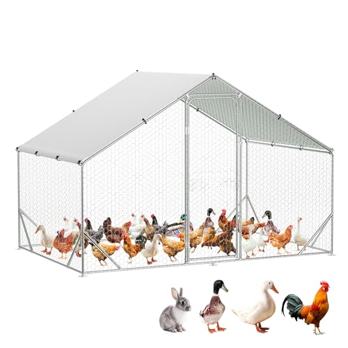 Crevyteg Großer Hühnerstall, begehbarer Hühnerauslauf mit wasserfester und UV-Schutz, verzinkter Stahl-Metallgehege, Geflügelhaus für Hühner, Enten, Kaninchen, Hunde, 300 cm L x 200 cm B x 174 cm H, B Crevyteg Großer Hühnerstall, begehbarer Hühnerauslauf mit wasserfester und UV-Schutz, verzinkter Stahl-Metallgehege, Geflügelhaus für Hühner, Enten, Kaninchen, Hunde, 300 cm L x 200 cm B x 174 cm H, B von Crevyteg