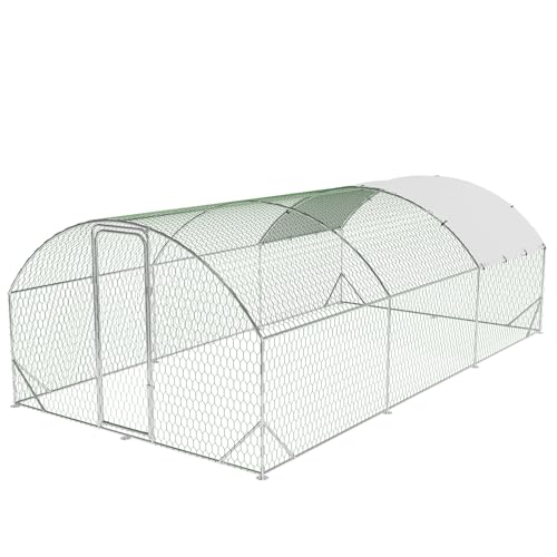 Crevyteg Großer Hühnerstall, begehbarer Hühnerauslauf mit wasserfester und UV-Schutz, verzinkter Stahl-Metallgehege, Geflügelhaus für Hühner, Enten, Kaninchen, Hunde, 600 cm L x 300 cm B x 200 cm H von Crevyteg