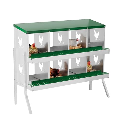 Crevyteg Hühner-Nistkasten, 2-stöckig, Metall, Hühnerei-Legebox mit wasserabweisendem Schrägdach, einfache Reinigung, Eiersammelboxen für Hühner, Hühner, Enten, 8 Fächer mit Bein, Grün Crevyteg Hühner-Nistkasten, 2-stöckig, Metall, Hühnerei-Legebox mit wasserabweisendem Schrägdach, einfache Reinigung, Eiersammelboxen für Hühner, Hühner, Enten, 8 Fächer mit Bein, Grün von Crevyteg