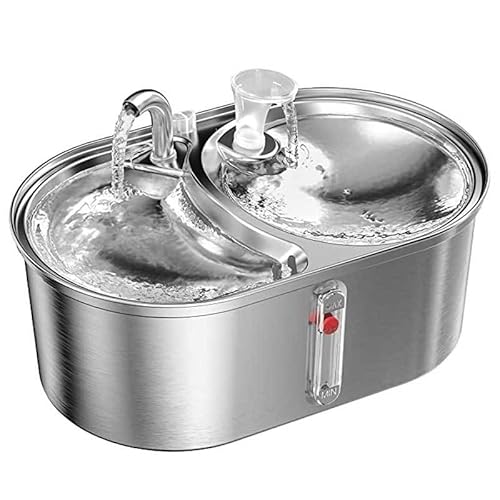 Crevyteg Trinkbrunnen für Katzen, 3,2 l automatischer Katzen-Trinkbrunnen, Edelstahl-Haustier-Wasserbrunnen mit super leiser Pumpe, Aktivkohlefilter-Brunnen Wasserschale, Wasserstandfenster Crevyteg Trinkbrunnen für Katzen, 3,2 l automatischer Katzen-Trinkbrunnen, Edelstahl-Haustier-Wasserbrunnen mit super leiser Pumpe, Aktivkohlefilter-Brunnen Wasserschale, Wasserstandfenster von Crevyteg