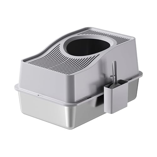 Crevyteg Vollständig geschlossene Katzentoilette aus Edelstahl mit hohlem Deckel und erhöhtem Deckel, um Spritzen und Tragen zu verhindern, desodorierende Katzentoilette von oben, grau, Waschbecken 20 Crevyteg Vollständig geschlossene Katzentoilette aus Edelstahl mit hohlem Deckel und erhöhtem Deckel, um Spritzen und Tragen zu verhindern, desodorierende Katzentoilette von oben, grau, Waschbecken 20 von Crevyteg