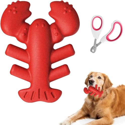 Crmanedy Hochwertiges Hummer-Hundespielzeug, interaktives und unzerstörbares Kauspielzeug für mittelgroße und große Hunde, aus lebensmittelechtem Nylon und Kaffeeholz von Crmanedy