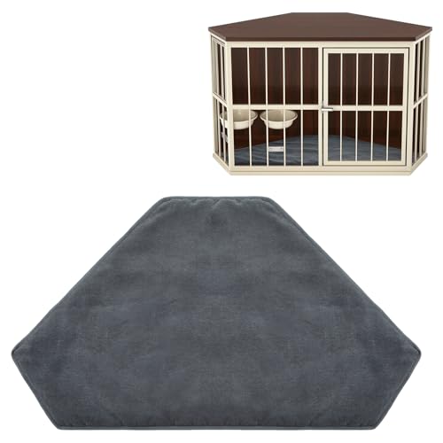 CroBlissful Hundehütte, Eckkissen, waschbar, für große Hunde, Deluxe-Plüschbett, rutschfest, grau, Haustierkäfig-Schlafmatte, weich, für den Innenbereich, 107 x 50 cm von CroBlissful