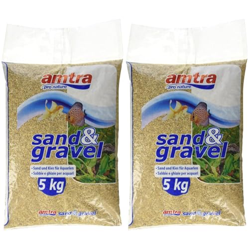 Croci Amtra Amber Sand - Sand für Aquarien, Süß und Meerwasser-Aquarienboden, natürlich, ungiftig, 1-2 mm/5 kg (Packung mit 2) von Amtra