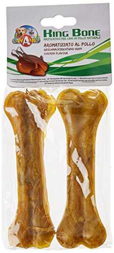 Croci King Bone – Hundeknochen mit Hühnergeschmack, Premium-Kausnack für Hunde aus natürlichem Rindsleder, Dentalstick zur Zahnreinigung, 15 cm – 2 STK von Croci