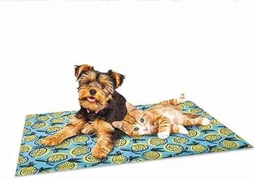 Croci Breeze Kühlmatte für Haustiere 50 x 40 cm ohne Strom oder Batterien - Teppich mit kühlendem Gel für Hunde, Größe S, Muster Zitronen von Croci