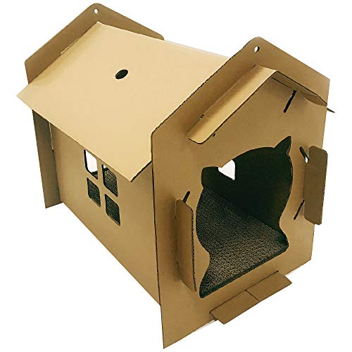 Croci - Kratzbaum aus Karton für Katzen, geschlossene Box mit umkehrbarem 2-Schicht-Kratzbaum, Kratzbaum für ausgewachsene Katzen, Hausstil, 42x35x50 cm Croci - Kratzbaum aus Karton für Katzen, geschlossene Box mit umkehrbarem 2-Schicht-Kratzbaum, Kratzbaum für ausgewachsene Katzen, Hausstil, 42x35x50 cm von Croci