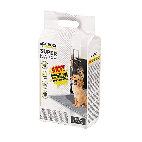 Croci Super Windel Aktivkohle - Hygienematten für Hunde 57x84 cm - 14 Stück, Einweg-Unterlagen für Hunde und Haustiere, Anti-Flecken, Anti-Geruch von Croci