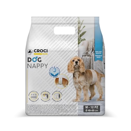 Croci Hundewindel - Hundewindeln für Rüden - Hundeunterhose zum Pinkeln - Hygiene Wickelwindel für Rüden, Geruchshemmend, Einweg, 12 Stück, Größe M, 40-50 cm Croci Hundewindel - Hundewindeln für Rüden - Hundeunterhose zum Pinkeln - Hygiene Wickelwindel für Rüden, Geruchshemmend, Einweg, 12 Stück, Größe M, 40-50 cm von Croci