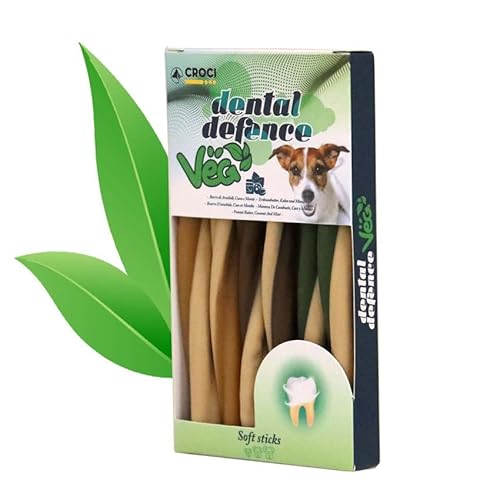 Croci Dental Defence Veg Gemüsesnack für Hunde, Mundhygiene Sticks, Reinigungsstäbchen für Hunde, Erdnuss-Geschmack Kokosnuss und Minze, 95 g von Croci