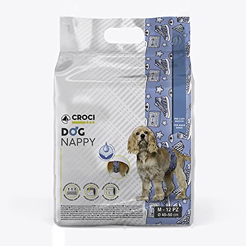 Croci Dog Nappy Pop - Saugtuch für Rüden Größe M - Ø 40-50 cm, hygienische Windelhöschen für Hundeurin, Verstellbarer Klebeverschluss, 12 STK Croci Dog Nappy Pop - Saugtuch für Rüden Größe M - Ø 40-50 cm, hygienische Windelhöschen für Hundeurin, Verstellbarer Klebeverschluss, 12 STK von Croci