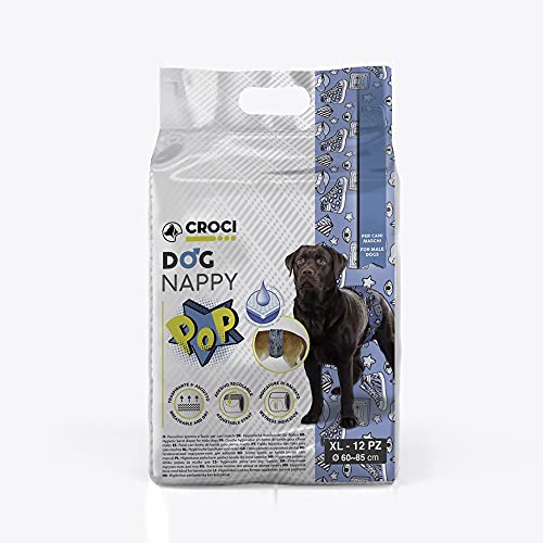 Croci Dog Nappy Pop - Saugtuch für Rüden, Größe XL - Ø 60-85 cm, hygienische Hundepipiwindelhose, Verstellbarer Klebeverschluss, 12 STK Croci Dog Nappy Pop - Saugtuch für Rüden, Größe XL - Ø 60-85 cm, hygienische Hundepipiwindelhose, Verstellbarer Klebeverschluss, 12 STK von Croci