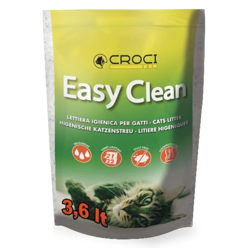 Croci Easy Clean – Silikon-Katzenstreu – Sandstreu für Katzen in Siliziumkristallen – Katzenstreu mit hoher Saugfähigkeit und leicht zu reinigen, 3,6 Lt von Croci
