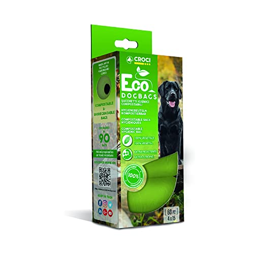 Croci Eco Dog Bags – Nachfüllrollen biologisch abbaubare und kompostierbare Hundekotbeutel, extra dick und widerstandsfähig, ohne Mikroplastik, 60 Beutel Croci Eco Dog Bags – Nachfüllrollen biologisch abbaubare und kompostierbare Hundekotbeutel, extra dick und widerstandsfähig, ohne Mikroplastik, 60 Beutel von Croci