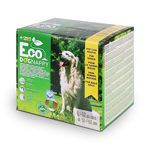 Croci Eco Hundewindel – Biologisch abbaubare Windeln für Rüden – Hundeunterhosen zum Pinkeln – Hygienebandwindeln für Rüden, geruchshemmend, Einweg, 12 Stück, Größe L, 50–60 cm von Croci