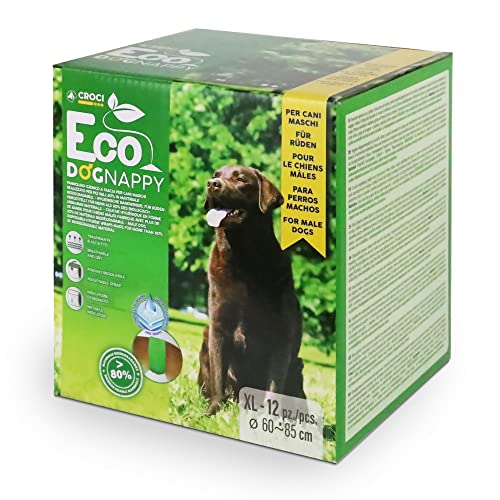 Croci Eco Hundewindel – Biologisch abbaubare Windeln für Rüden – Hundeunterhosen zum Pinkeln – Hygienebandwindeln für Rüden, geruchshemmend, Einweg, 12 Stück, Größe XL, 60–85 cm von Croci