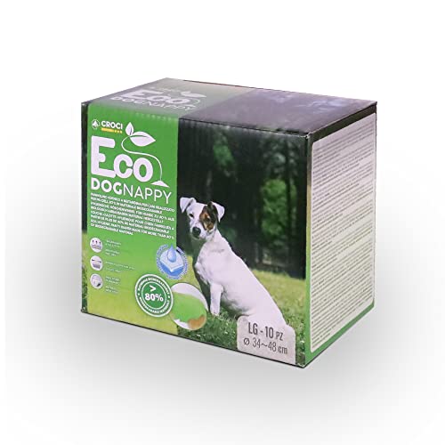 Croci Eco Hundewindel – Windeln für männliche Hunde – Hundeunterhosen zum Pinkeln – biologisch abbaubar, geruchshemmend, Einweg-Hundewindeln, 10 Stück, Größe L, 34–48 cm von Croci