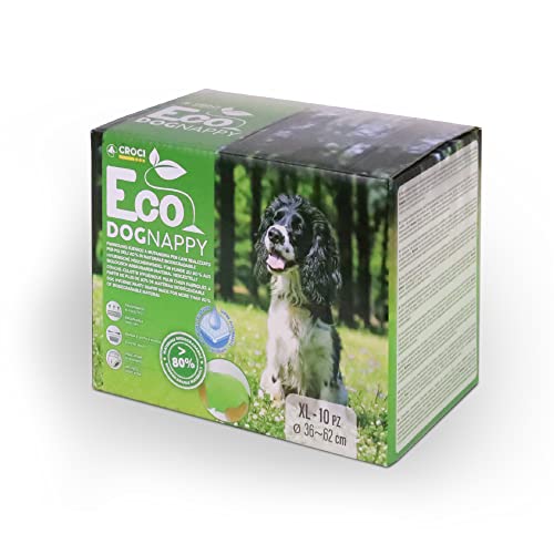 Croci Eco Hundewindel – Windeln für männliche Hunde – Hundeunterhosen zum Pinkeln – biologisch abbaubar, geruchshemmend, Einweg-Hundewindeln, 10 Stück, Größe XL, 36–62 cm von Croci
