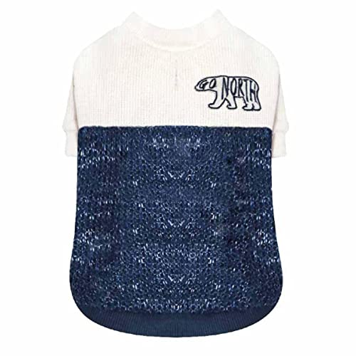 Croci Go North Blauer Pullover für Hunde, Rückengröße 40 cm, verstellbar, mit Loch für Leine und Geschirr, Blaue und weiße Farbe von Croci