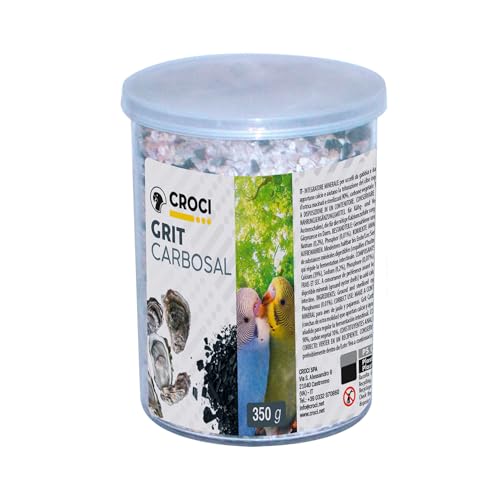 Croci Grit Carbosal 350 g – Mineralstoffmischung für Vögel mit Kalzium und Pflanzenkohle, mit Austernschalen, fördert die Verdauung, für Kanarienvögel, Papageien und exotische Vögel von Croci