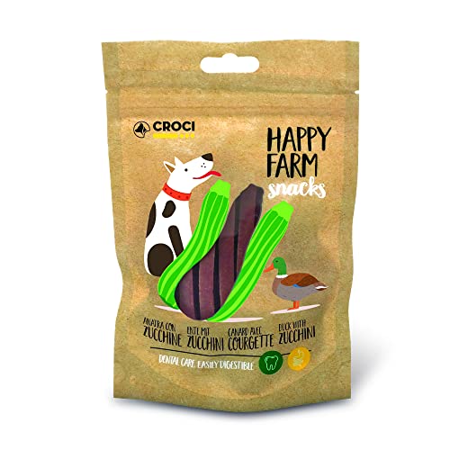 Croci Happy Farm – Kausnack für Hunde, natürlicher Hundesnack, Protein-Ergänzungsfutter mit Gemüse, Ente und Zucchini, 80g von Croci