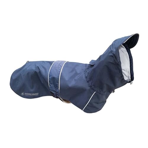 Croci Hiking City Regenmantel für Hunde, verstellbar, atmungsaktiv, reflektierend, winddicht, für große und kleine Hunde, Blau, Größe L, 65 cm von Croci