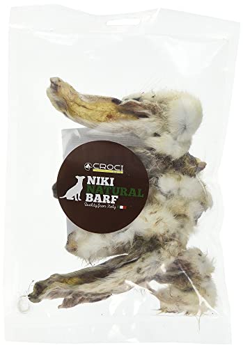 Croci Niki Natural Barf - Hasenohren mit Fell, natürlicher Snack für Hunde, ideal für die Barf-Diät, 5 STK, 100g von Croci