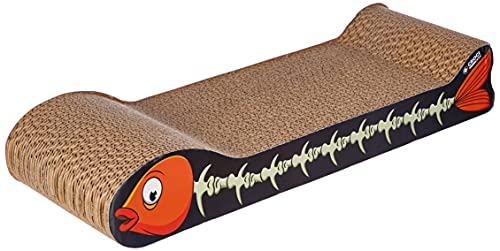 Croci - Katzenkratzbaum aus Pappe, 2 wendbare Schichten, mit rutschfesten Füßen, inklusive Beutel mit Katzenminze, Fisch-Stil, 44 x 14 x 7 cm Croci - Katzenkratzbaum aus Pappe, 2 wendbare Schichten, mit rutschfesten Füßen, inklusive Beutel mit Katzenminze, Fisch-Stil, 44 x 14 x 7 cm von Croci