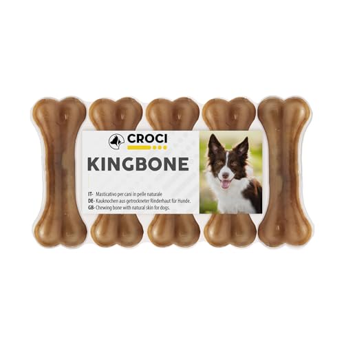Croci King Bone Premium Kausnack für Hunde aus Rindsleder Dental Stick zur Zahnreinigung 7,5 cm, 5 Stück x 25 g Croci King Bone Premium Kausnack für Hunde aus Rindsleder Dental Stick zur Zahnreinigung 7,5 cm, 5 Stück x 25 g von Croci
