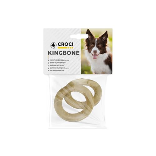 Croci King Bone – Natural Ring, Kau-Snack für Hunde aus Rindsleder, Zahnstäbchen zur Reinigung der Zähne, 13 cm – 2 Stück von Croci