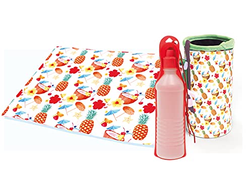 Croci Kit Fresh Cockail, Set mit Kühlmitteln: Alles, was Sie brauchen, um Ihren Hund im heißen Sommertag zu kühlen: Matte 65 x 50 cm, Tränke für Reisen – 1560 g von Croci