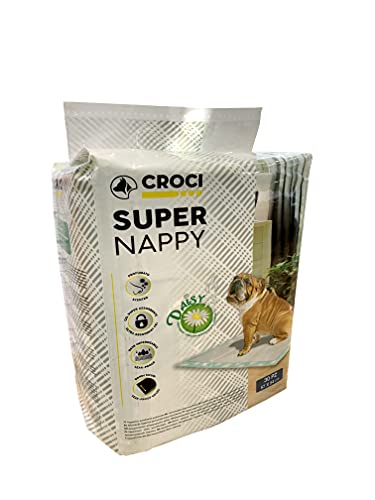 Croci Super Nappy Daisy – Hygienematten für Hunde 57 x 54 cm 30 Stück – Traversen für Hunde und Haustiere, für Hunde- und Katzenurin, Ultra saugfähig, Einweg, geruchshemmend und parfümiert von Croci