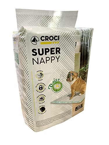 Croci Super Nappy Daisy – Hygienematten für Hunde 84 x 57 cm 30 Stück – Traversen für Hunde und Haustiere, für Hunde- und Katzenurin, Ultra saugfähig, Einweg, geruchshemmend und parfümiert von Croci