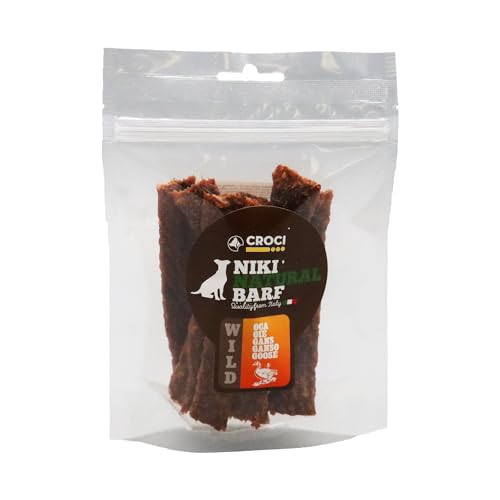 Croci Niki Natural Barf Wild Hundesnack 100% getrocknetes Gänsefleisch, reich an natürlichen Proteinen, Barf Diät für Hunde, ohne künstliche und konservierte Zusatzstoffe, 100 g von Croci