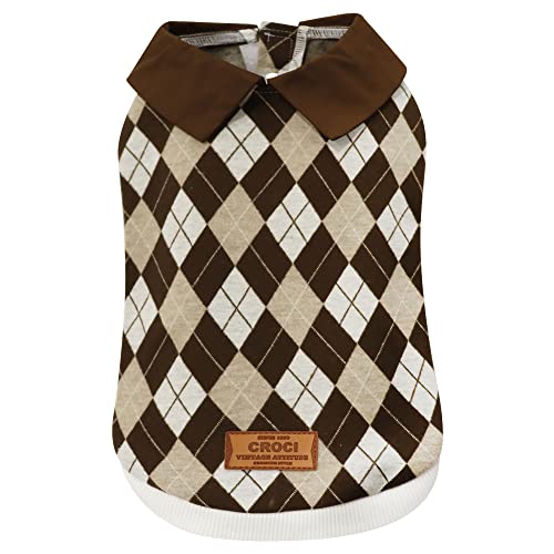 Croci-Pullover für Hunde Hutch, Rückengröße 30 cm, Rautenverzierung, verstellbar, mit Loch für Leine und Geschirr, braune Farbe Croci-Pullover für Hunde Hutch, Rückengröße 30 cm, Rautenverzierung, verstellbar, mit Loch für Leine und Geschirr, braune Farbe von Croci