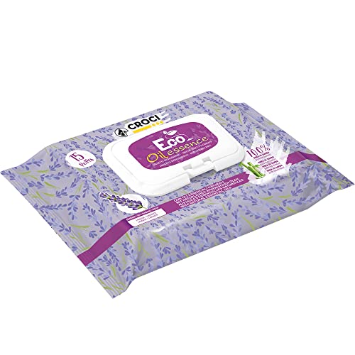 Croci – Reinigungstücher für ökologische Hunde, Desinfektionstücher für Hunde und Katzen, 100 % biologisch abbaubarer Bambus, mit aromatherapeutischer Wirkung, mit ätherischen Ölen, Lavendel – 15 Stk Croci – Reinigungstücher für ökologische Hunde, Desinfektionstücher für Hunde und Katzen, 100 % biologisch abbaubarer Bambus, mit aromatherapeutischer Wirkung, mit ätherischen Ölen, Lavendel – 15 Stk von Croci