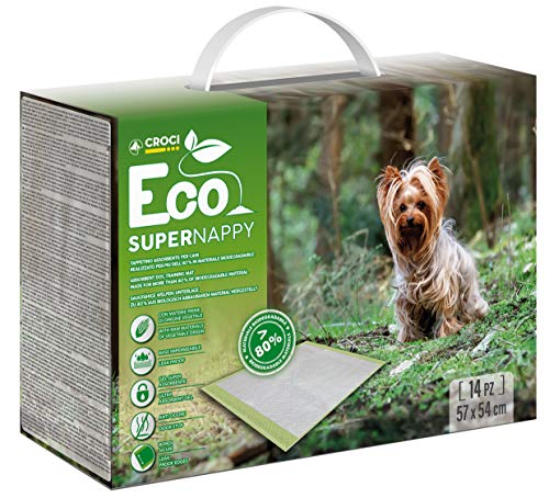 Croci Super Nappy Eco – Hygienematten für Hunde 57 x 54 cm, 14 Stück, ökologisch – Unterlagen für Hunde und Haustiere, für Hunde- und Katzenurin, extrem saugfähig und biologisch abbaubar von Croci