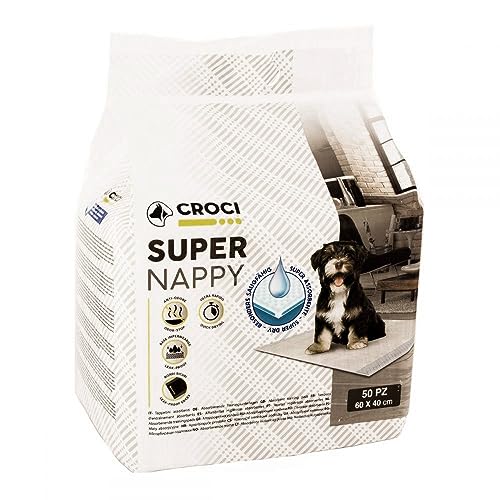 Croci Super Nappy – Hygienematten für Hunde 60 x 40 cm, 50 Stück – Unterlagen für Hunde und Haustiere, für Hunde- und Katzenurin, extrem saugfähig, zum Einmalgebrauch, reißfest und geruchshemmend von Croci