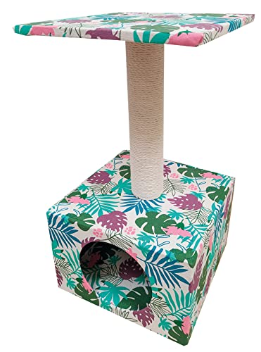 Croci Tropical Cave Kratzbaum Hochsäule 55 cm mit Hundebett, für Erwachsene und Katzen, Kratzbaum mit Baumkratzer, Zubehör und Spiele für Tiere, beruhigendes Spiel für Katzen von Croci