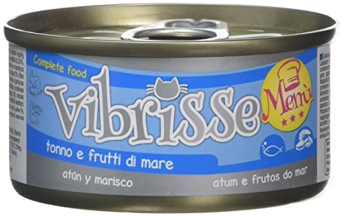 Croci Vibrisse Nassfutter für Katzen mit Thunfisch und Meeresfrüchten, Alleinfutter mit Eisen, Vitaminen und Mineralsalzen, 24 Dosen à 70 g Croci Vibrisse Nassfutter für Katzen mit Thunfisch und Meeresfrüchten, Alleinfutter mit Eisen, Vitaminen und Mineralsalzen, 24 Dosen à 70 g von Croci