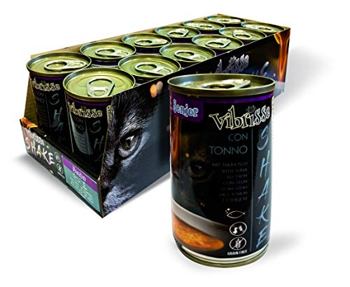 Croci Vibrisse Shake Senior - Nassfutter für ältere Katzen mit Thunfisch, Ergänzendes Feuchtigkeitsfutter für Katzen, 12 Dosen x 135 g, 1620 ml Croci Vibrisse Shake Senior - Nassfutter für ältere Katzen mit Thunfisch, Ergänzendes Feuchtigkeitsfutter für Katzen, 12 Dosen x 135 g, 1620 ml von Croci
