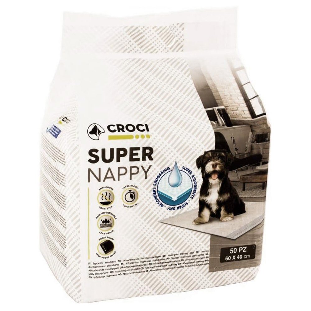 Croci Welpenunterlagen Super Nappy - Doppelpack L 60 x B 40 cm, 2 x 50 Stück von Croci