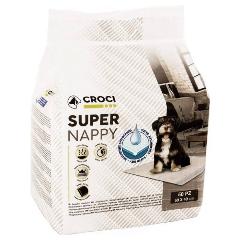 Croci Welpenunterlagen Super Nappy - L 60 x B 40 cm, 50 Stück von Croci