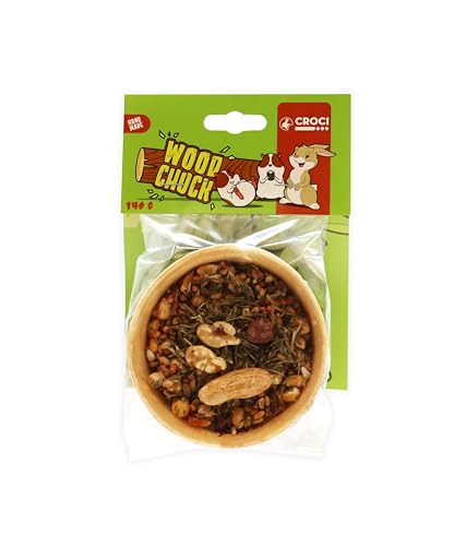 Croci Woodchuck Vegetarisches Poke, 100% natürliches Nagerfutter, Snacks mit getrockneten Früchten Getreide und Hülsenfrüchten für Kaninchen, Hamster, Chinchillas und Meerschweinchen, 140 g von Croci